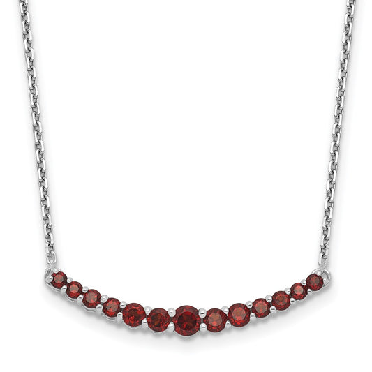 Sterling Silver Rhodium-plated Garnet Pendant w/Necklace QX990GA-18