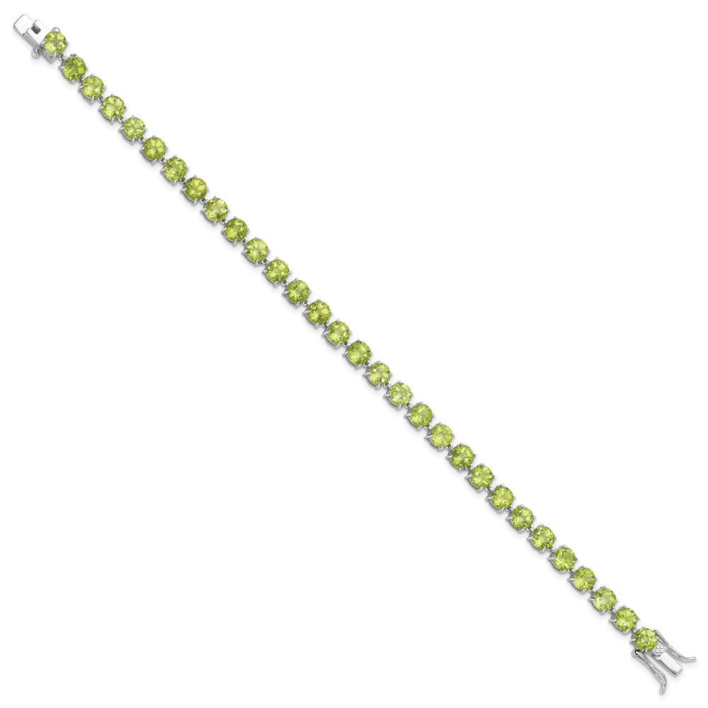 Sterling Silver Rhodium-plated 5mm 16.74PE Peridot Bracelet QX992PE