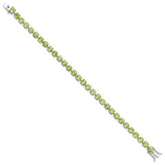 Sterling Silver Rhodium-plated 5mm 16.74PE Peridot Bracelet QX992PE