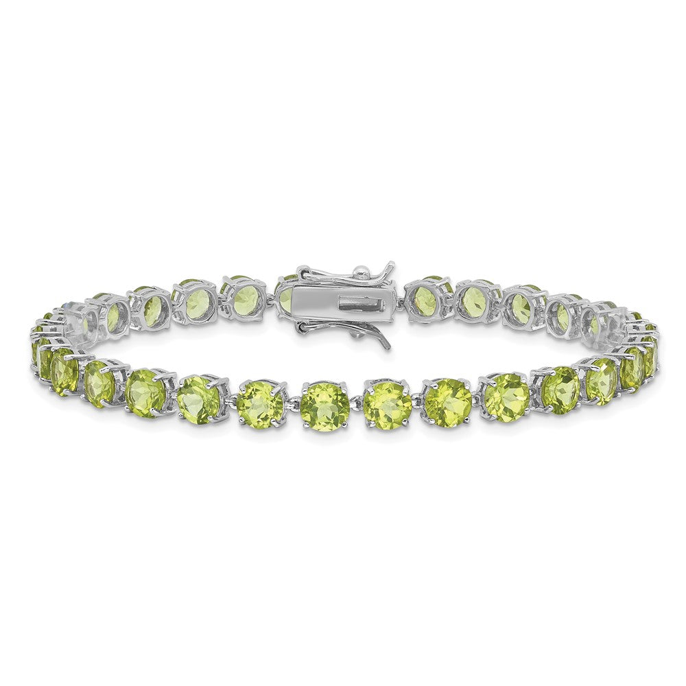 Sterling Silver Rhodium-plated 5mm 16.74PE Peridot Bracelet QX992PE