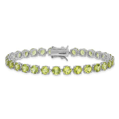 Sterling Silver Rhodium-plated 5mm 16.74PE Peridot Bracelet QX992PE