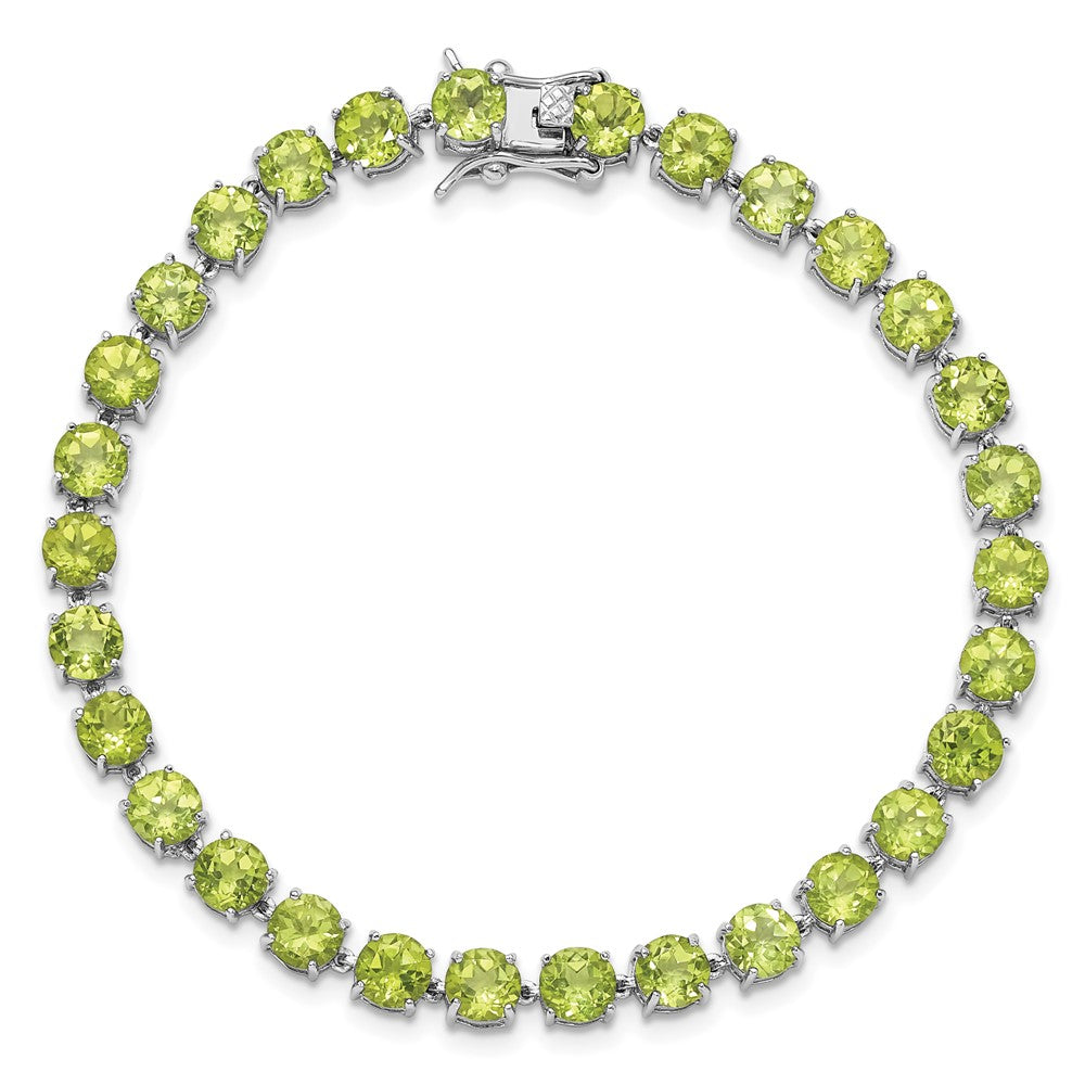 Sterling Silver Rhodium-plated 5mm 16.74PE Peridot Bracelet QX992PE
