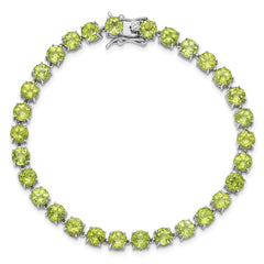Sterling Silver Rhodium-plated 5mm 16.74PE Peridot Bracelet QX992PE