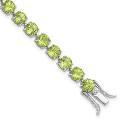 Sterling Silver Rhodium-plated 5mm 16.74PE Peridot Bracelet QX992PE