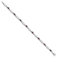 Sterling Silver Rhodium-plated Garnet and Diamond 7.25in Bracelet QX994GA