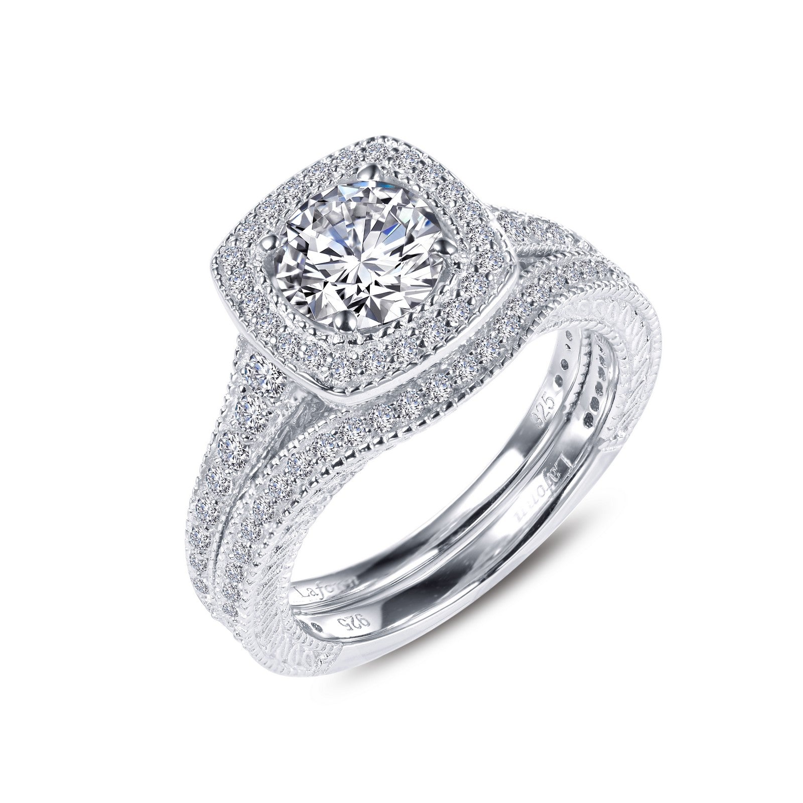 LAFONN Cushion-Cut Halo Wedding Set R0324CLP05