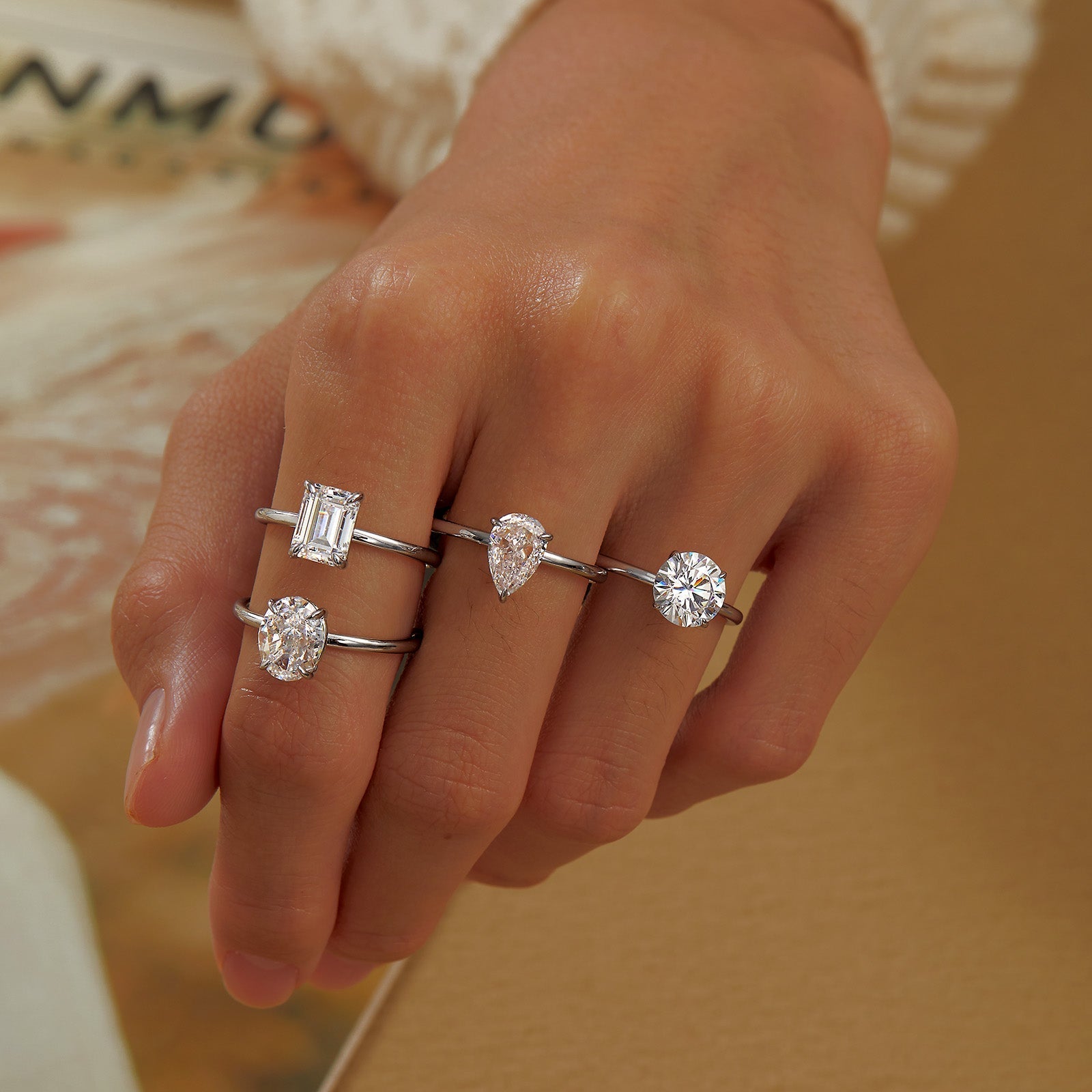LAFONN Emerald-Cut Solitaire Engagement Ring R0493CLT05