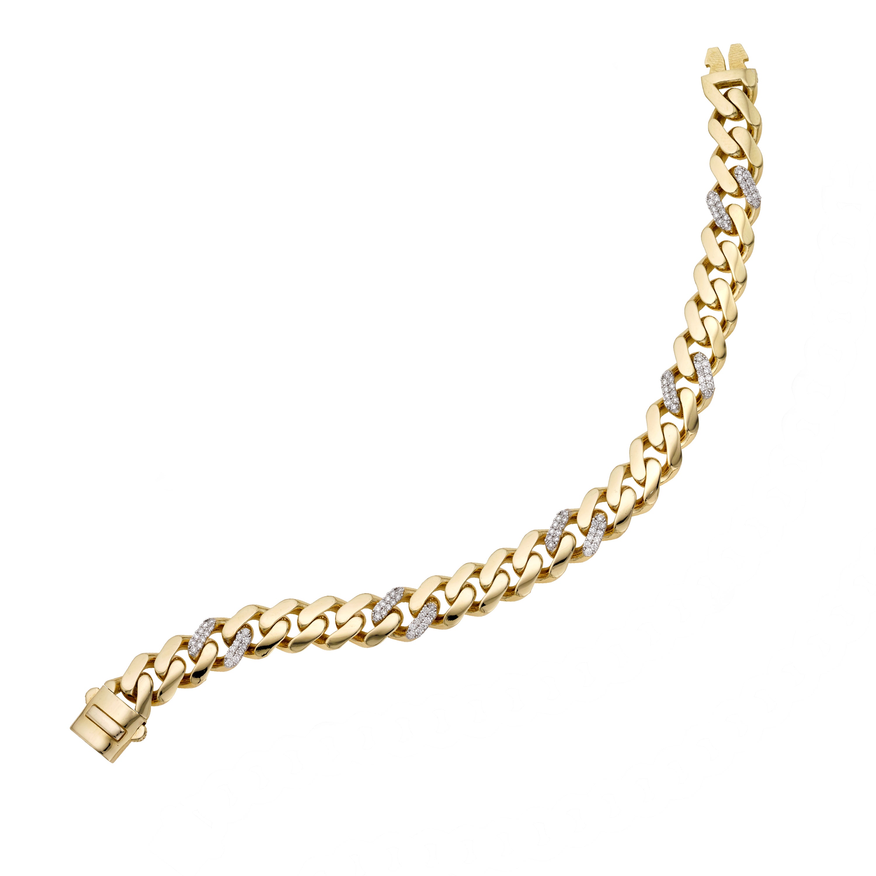 Royal Chain 14K Gold 9.5mm Lite Miami Cuban with Diamond Stations RC10030