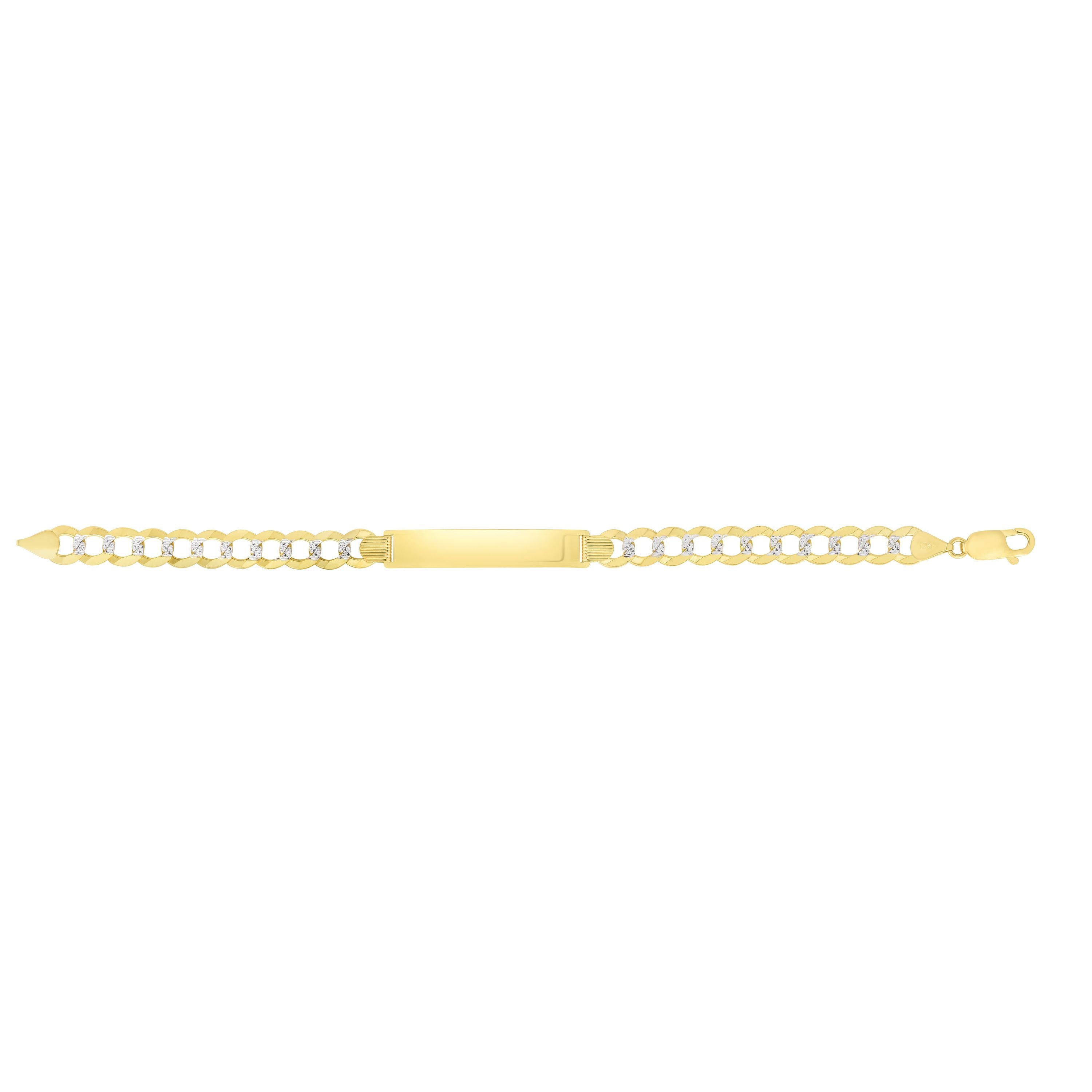 Royal Chain 14K Gold 10mm Pave Curb ID Bracelet RC10345