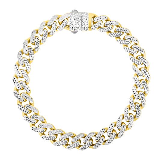 Royal Chain 14K Gold 9.5mm White Pave Lite Miami Cuban  RC10348