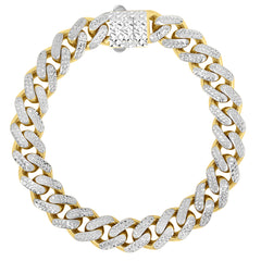 Royal Chain 14K Gold 11.5mm White Pave Lite Miami Cuban RC10349