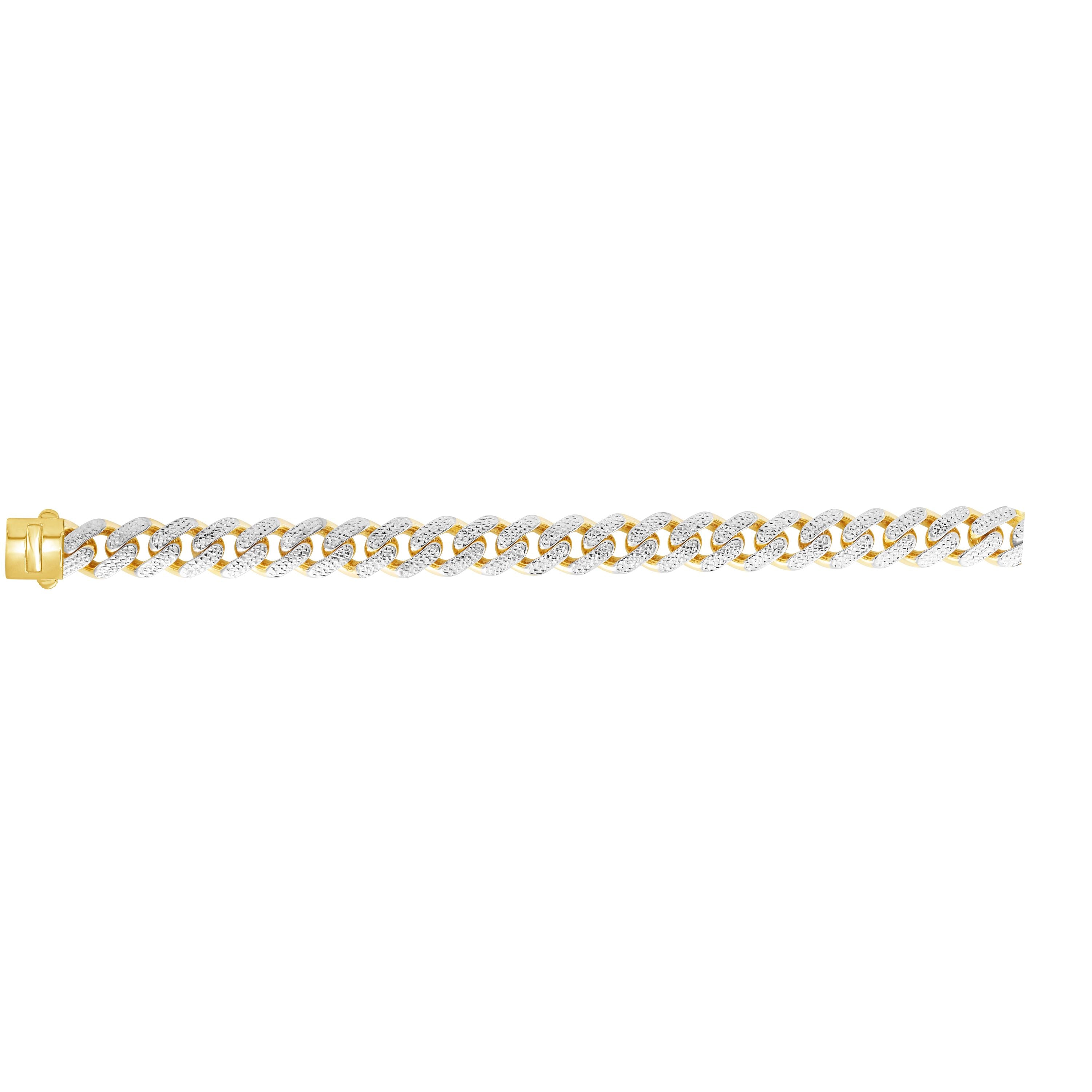 Royal Chain 14K Gold 13.5mm White Pave Lite Miami Cuban  RC10350