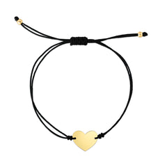 Royal Chain 14K Black Cord Heart Adjustable Bracelet RC12780