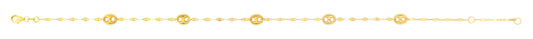 Parkplace Jewelers 14k-gold-mirror-chain-and-puffed-mariner-station-anklet-rc12819