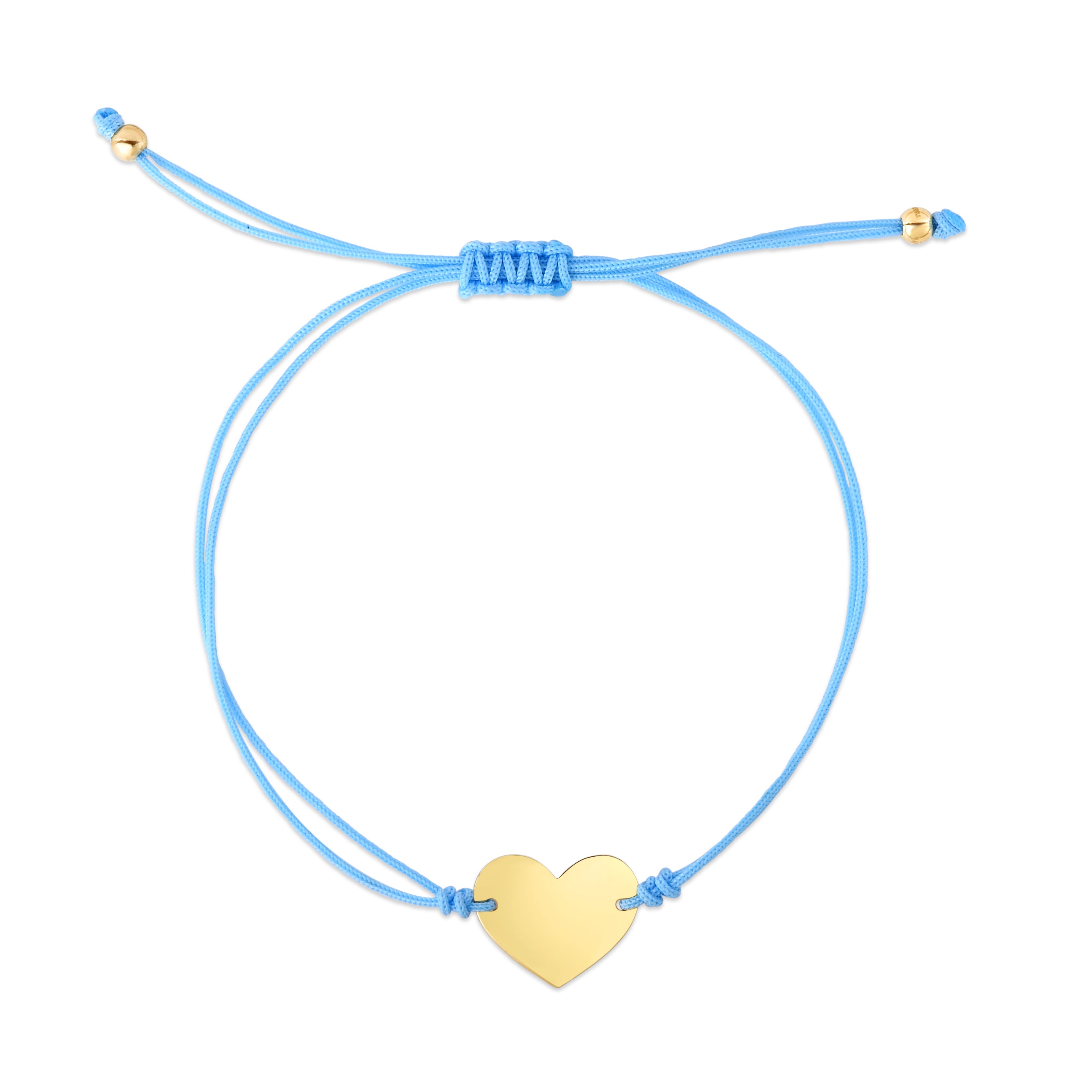 Royal Chain 14K Blue Cord Heart Adjustable Bracelet RC13328