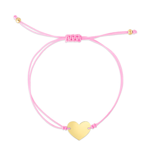 Royal Chain 14K Pink Cord Heart Adjustable Bracelet RC13330