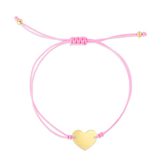 Royal Chain 14K Pink Cord Heart Adjustable Bracelet RC13330