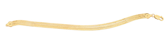 Yellow Gold Polished Multi-strand Herringbone Bracelet