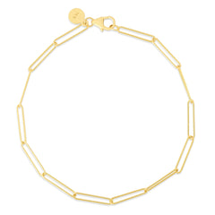 Yellow Gold Polished Wire Paperclip Link Necklace