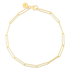 Yellow Gold Polished Wire Paperclip Link Bracelet