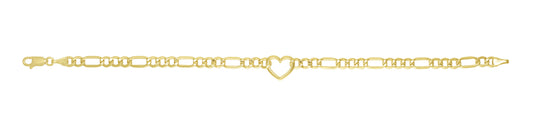 Royal Chain 14K Heart Figaro Chain Bracelet RC13669