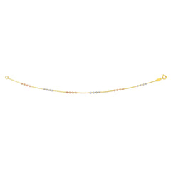 Tri-color Gold Diamond Cut/ Textured Pallina Beads Necklace