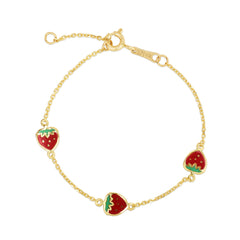 Royal Chain 14K Gold Enamel Strawberry Bracelet RC9781