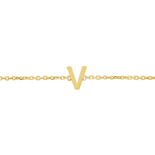 Royal Chain 14K Mini Initial V Bracelet RCV13324