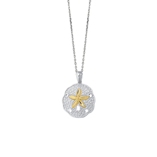 Two-tone Gold & Sterling Silver Diamond Cut/ Textured Novelty Fashion Necklace