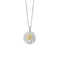 Two-tone Gold & Sterling Silver Diamond Cut/ Textured Novelty Fashion Necklace