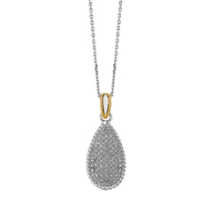 Two-tone Gold & Sterling Silver Diamond Cut/ Textured Gold & Diamond Fashion Necklace