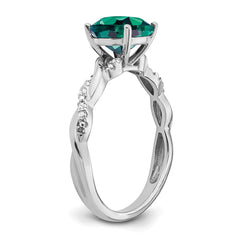 Sterling Silver Rhodium-plated Created Alexandrite and Diamond Ring