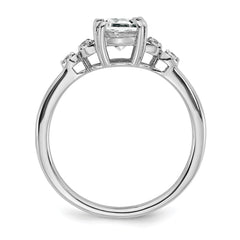 Sterling Silver Rhodium-plated White Topaz and Diamond Ring