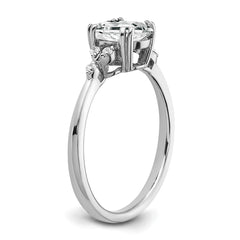 Sterling Silver Rhodium-plated White Topaz and Diamond Ring