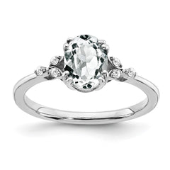Sterling Silver Rhodium-plated White Topaz and Diamond Ring