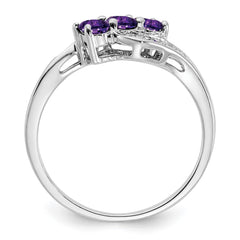 Sterling Silver Rhodium-plated Amethyst and Diamond Ring