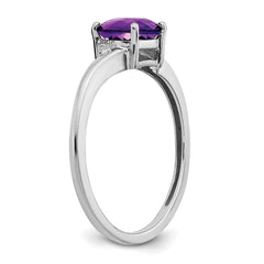 Sterling Silver Rhodium-plated Amethyst and Diamond Ring