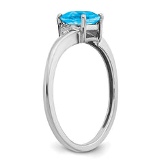Sterling Silver Rhodium-plated Blue Topaz and Diamond Ring