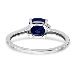 Sterling Silver Rhodium-plated Created Sapphire and Diamond Ring