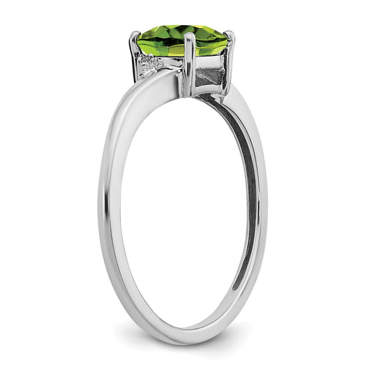 Sterling Silver Rhodium-plated Peridot and Diamond Ring