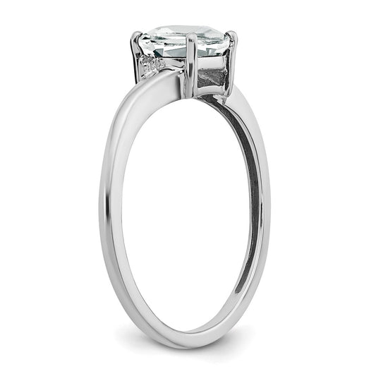 Sterling Silver Rhodium-plated White Topaz and Diamond Ring