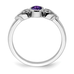Sterling Silver Rhodium-plated Amethyst Ring