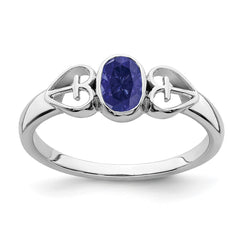 Sterling Silver Rhodium-plated Created Sapphire Ring