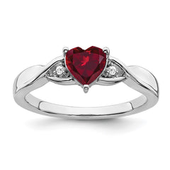 Sterling Silver Rhodium-plated Created Ruby and Diamond Ring