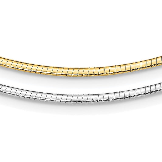 Sterling Silver Gold-pltd 2mm Reversible w/2in ext Cubetto Chain RSM1-16