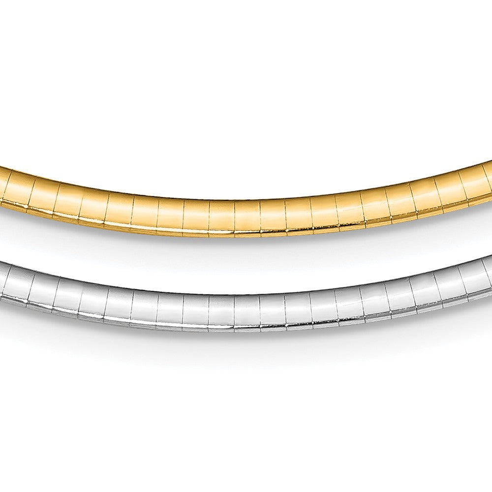 Sterling Silver Gold-pltd 3mm Reversible w/2in ext Cubetto ChainRSM3-16