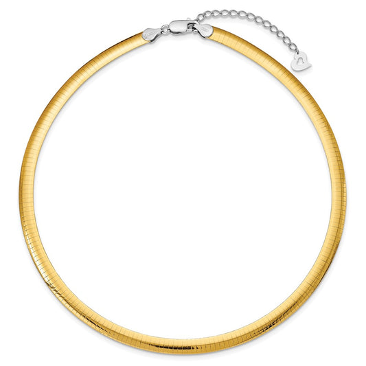 Sterling Silver Gold-plated 6mm Reversible w/2in ext Cubetto ChainRSM6-16