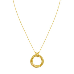 Yellow Gold Diamond Cut/ Textured Trinity Collection Necklace