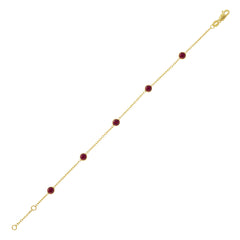 Yellow Gold Polished Gemstone Fancy Chains Bracelet