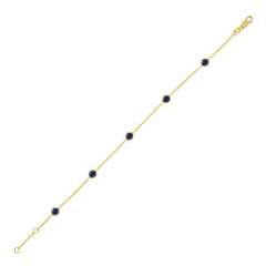 Yellow Gold Polished Gemstone Fancy Chains Bracelet